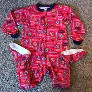 Gerber Red Sports Theme Thick Footie Zip Up Pjs
